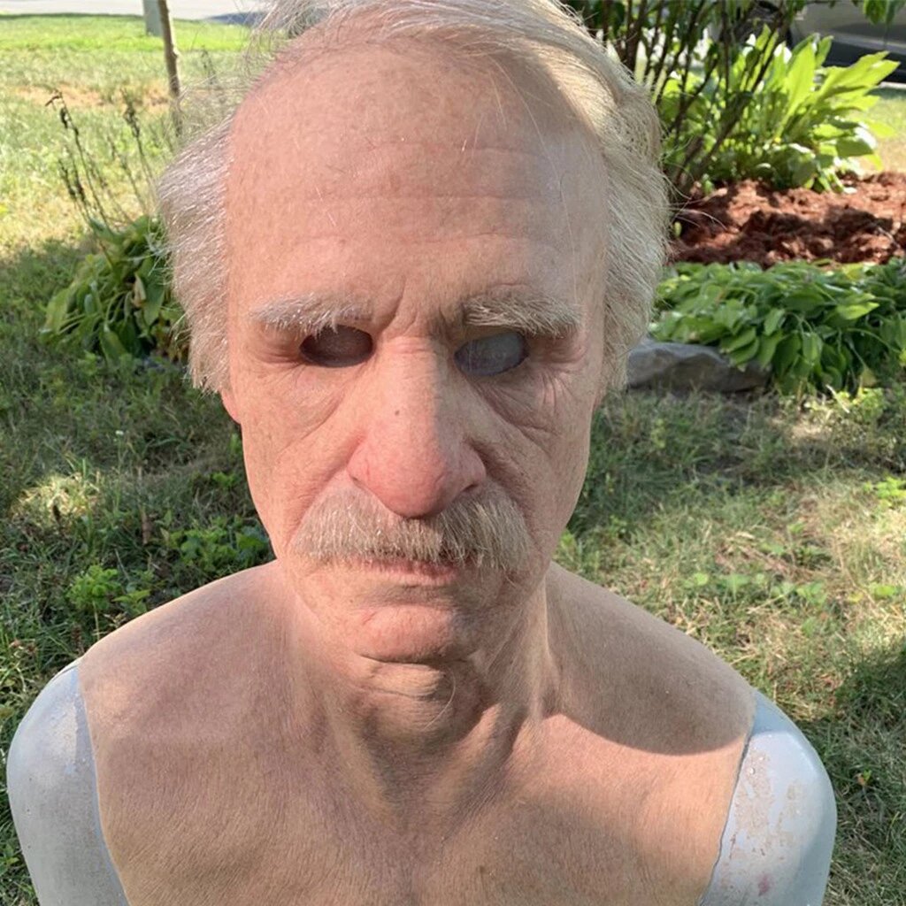 Scary Latex Costume Accessory – Realistic Old Man Mask for Halloween
