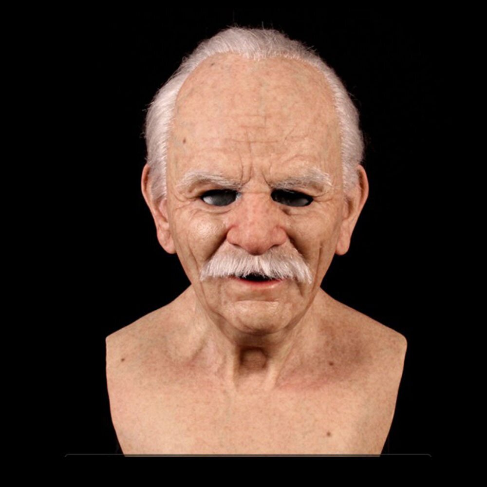 Scary Latex Costume Accessory – Realistic Old Man Mask for Halloween