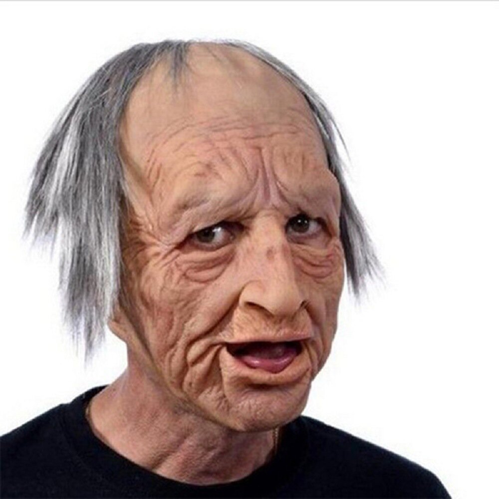 Scary Latex Costume Accessory – Realistic Old Man Mask for Halloween
