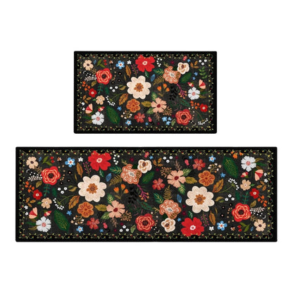 Charming Floral Comfort Mat Duo for Your Kitchen