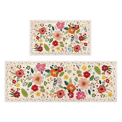 Charming Floral Comfort Mat Duo for Your Kitchen