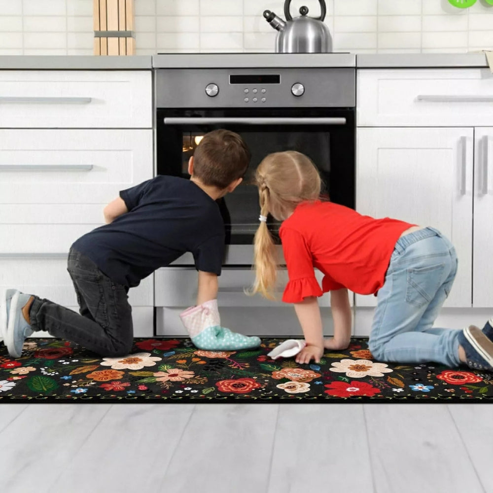 Charming Floral Comfort Mat Duo for Your Kitchen