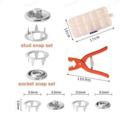 Snap Button Repair Kit with Pliers | Durable Stainless Steel Fasteners