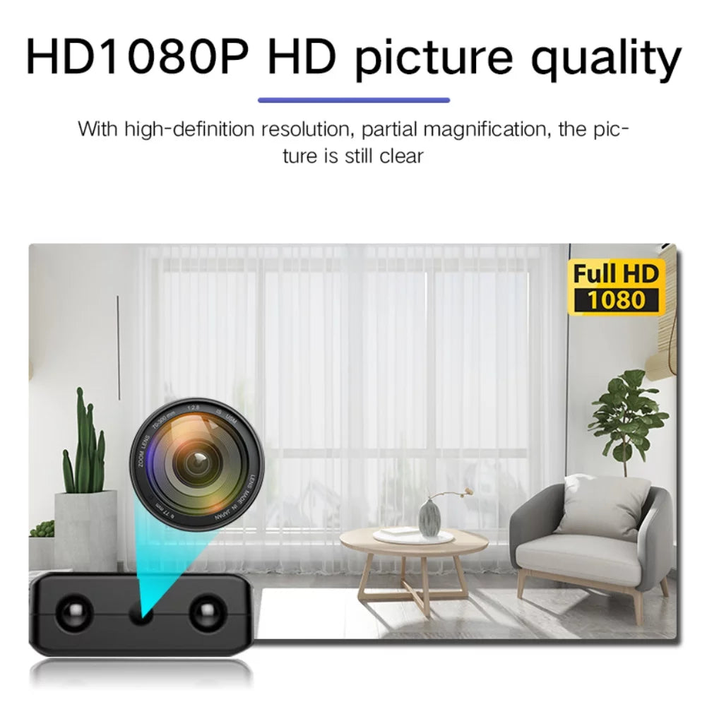 Compact Surveillance Camera with Night Vision - Micro HD WiFi Camera with Audio