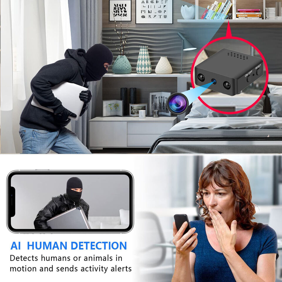 Compact Surveillance Camera with Night Vision - Micro HD WiFi Camera with Audio