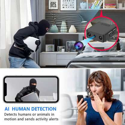 Compact Surveillance Camera with Night Vision - Micro HD WiFi Camera with Audio