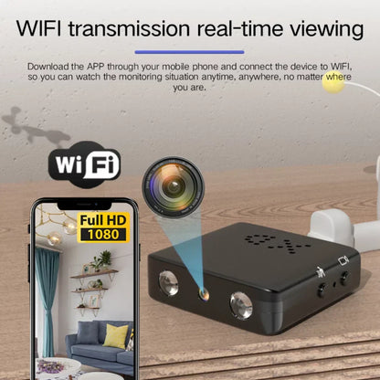 Compact Surveillance Camera with Night Vision - Micro HD WiFi Camera with Audio