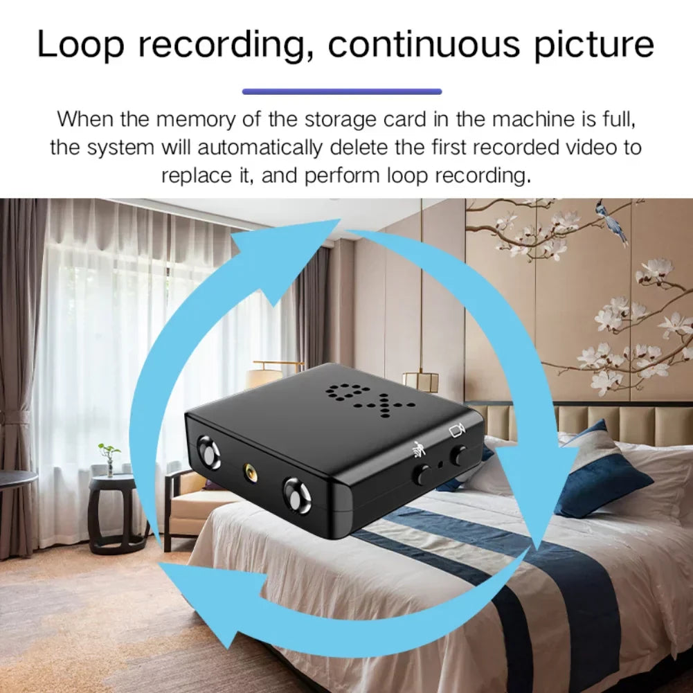 Compact Surveillance Camera with Night Vision - Micro HD WiFi Camera with Audio
