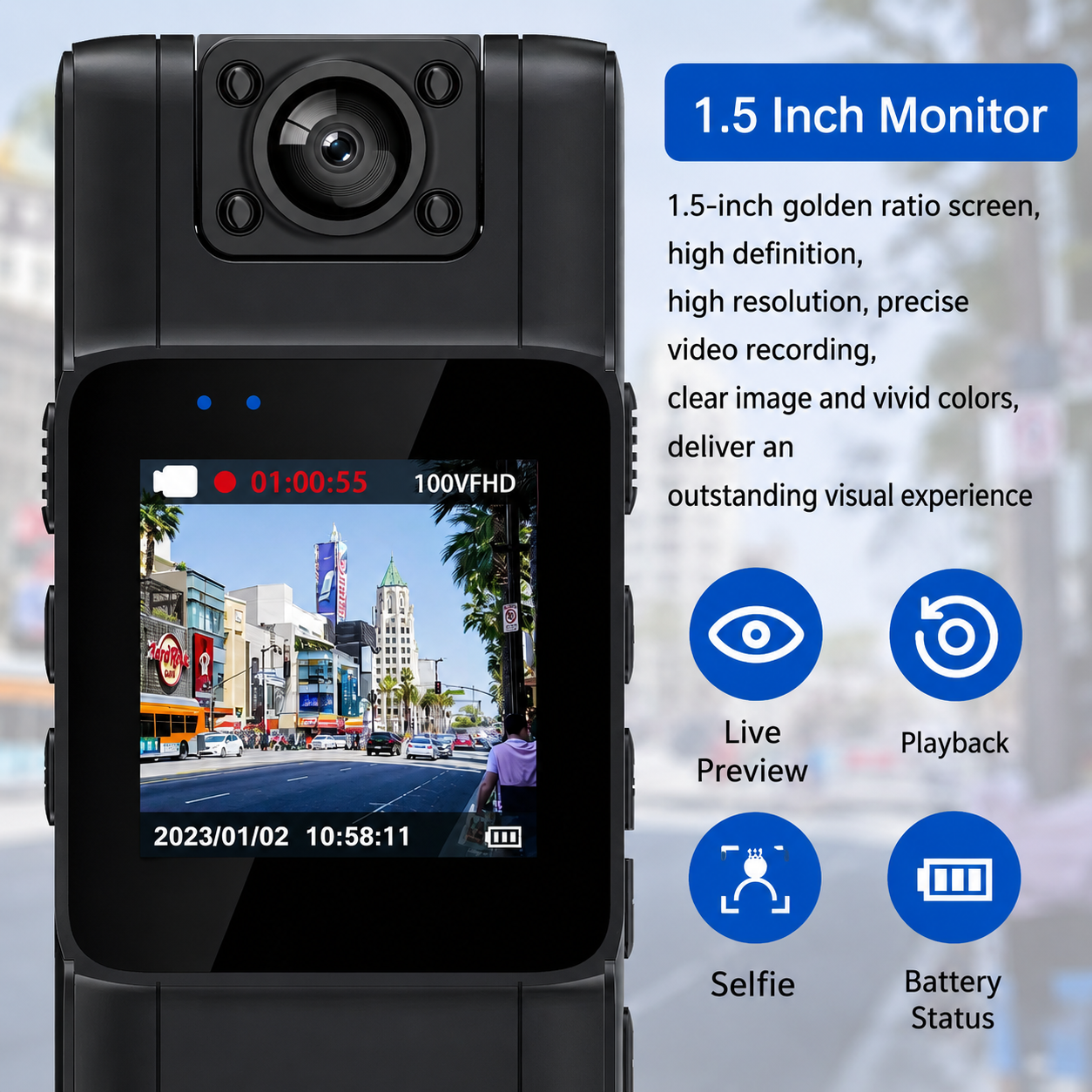 Compact 4K Action Camera with Rotating Lens