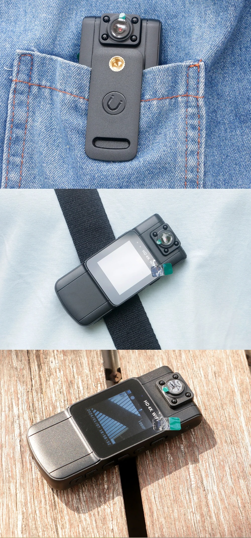 Compact 4K Action Camera with Rotating Lens