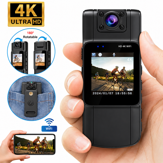 Compact 4K Action Camera with Rotating Lens