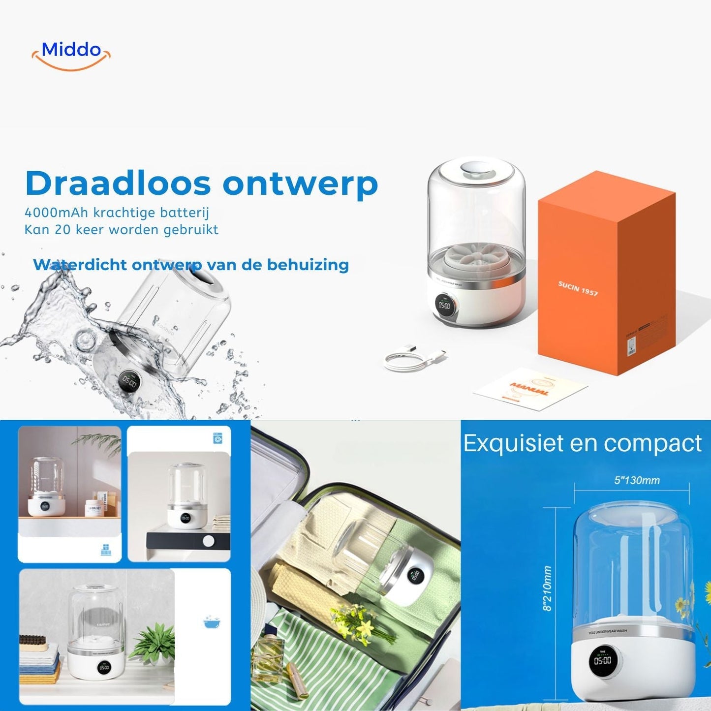Compact Cordless Travel Washer – Portable Cleaning Solution!