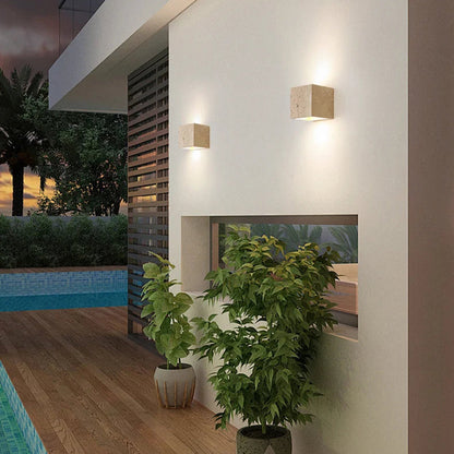 Waterproof Up & Down LED Wall Light for Outdoor, Patio & Bathroom – Travertine