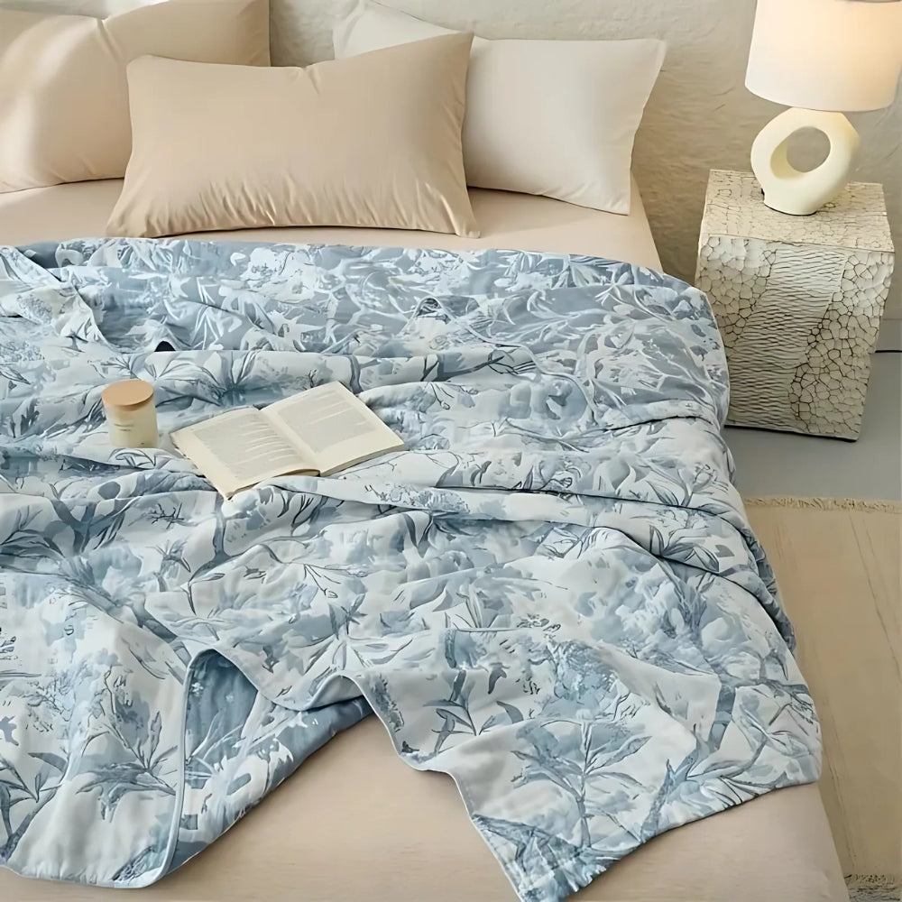 Chic Floral Cotton Blanket for Year-Round Comfort