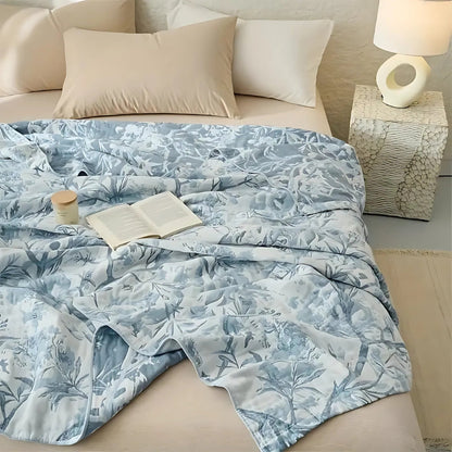 Chic Floral Cotton Blanket for Year-Round Comfort