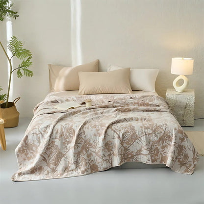 Chic Floral Cotton Blanket for Year-Round Comfort