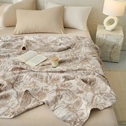 Chic Floral Cotton Blanket for Year-Round Comfort