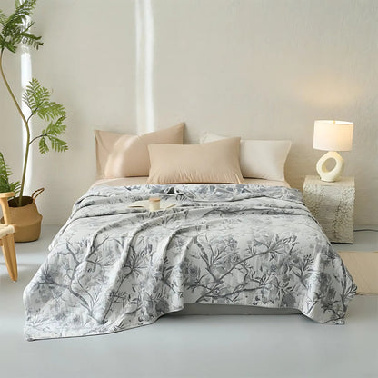 Chic Floral Cotton Blanket for Year-Round Comfort