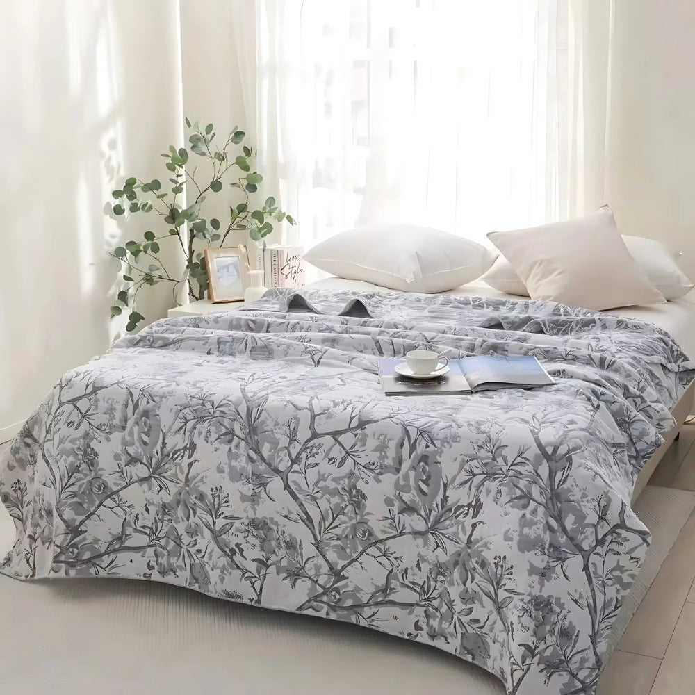 Chic Floral Cotton Blanket for Year-Round Comfort