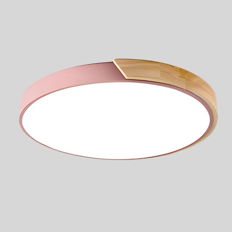 Nordic Style Circular LED Ceiling Light in Wooden Finish
