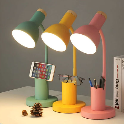 Adjustable Gooseneck LED Desk Light with Pen Holder and 3 Color Modes