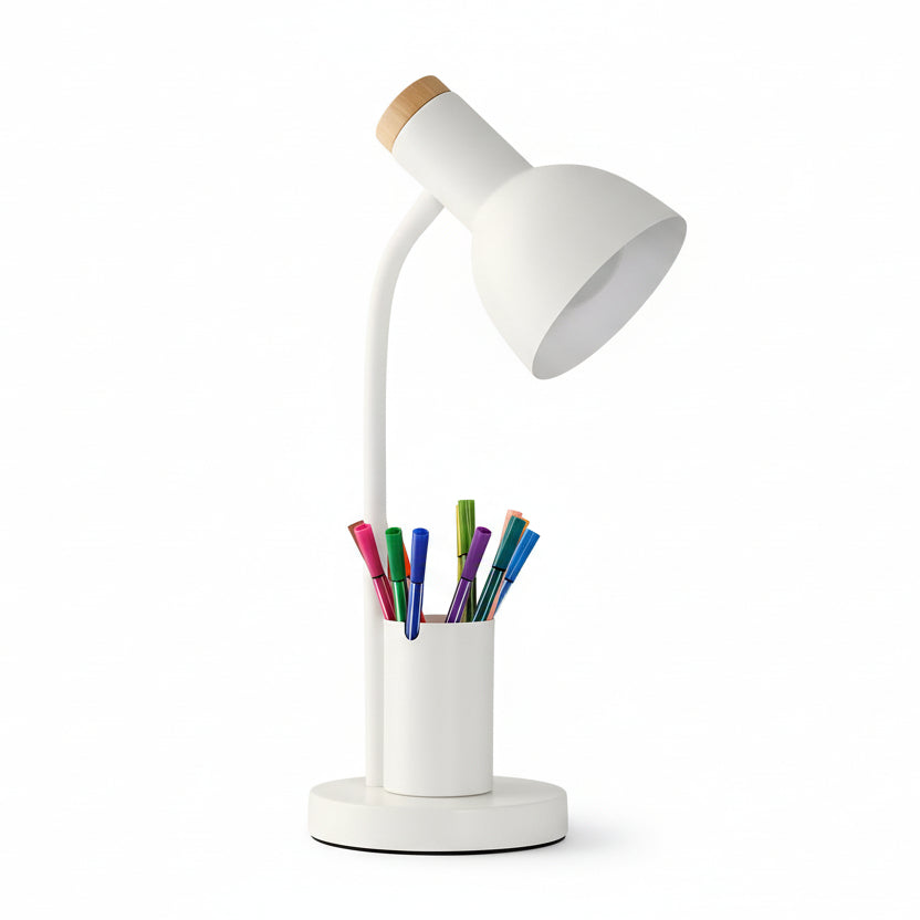 Adjustable Gooseneck LED Desk Light with Pen Holder and 3 Color Modes