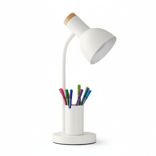 Adjustable Gooseneck LED Desk Light with Pen Holder and 3 Color Modes