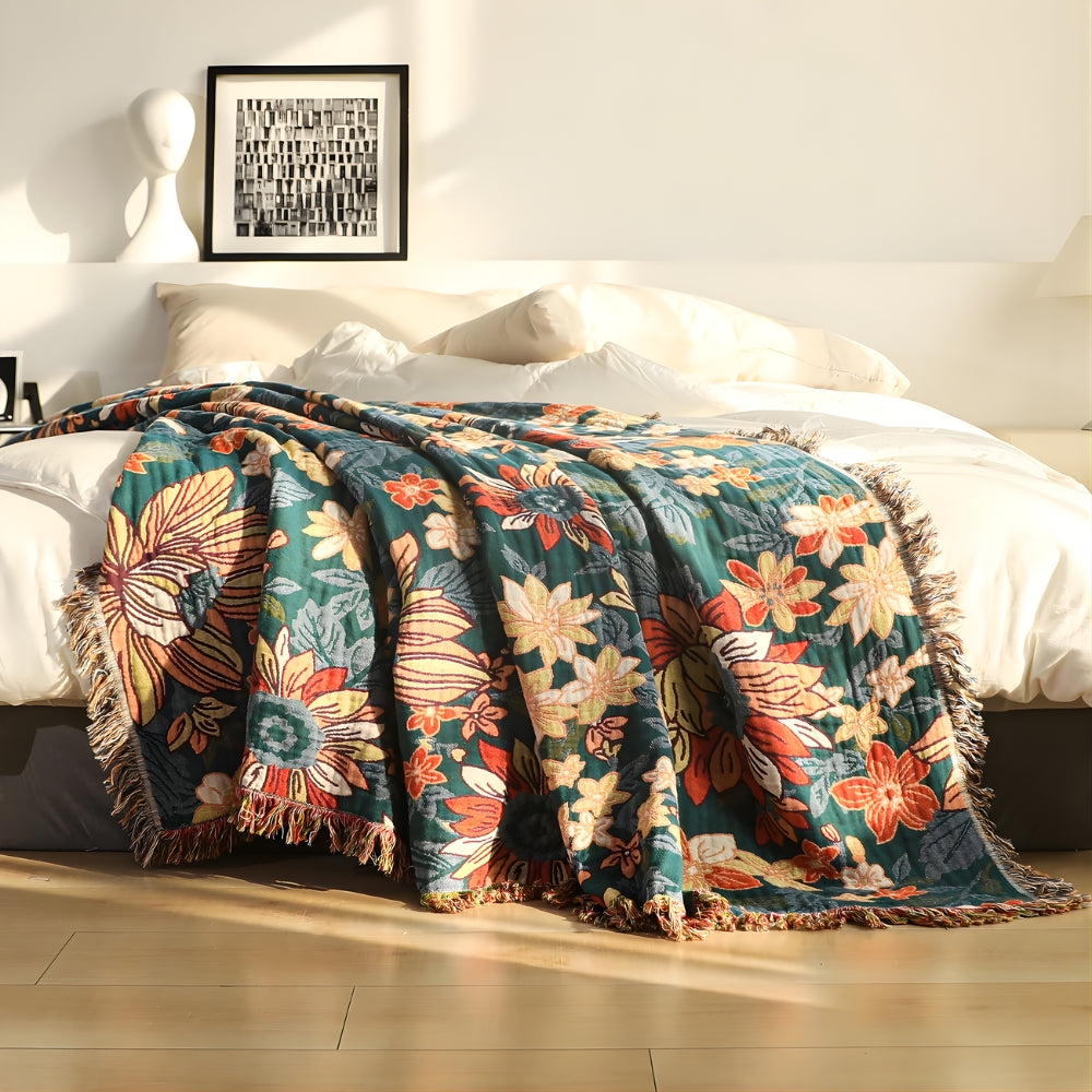 Chic Cotton Tassel Throw Blanket for Cozy Decor