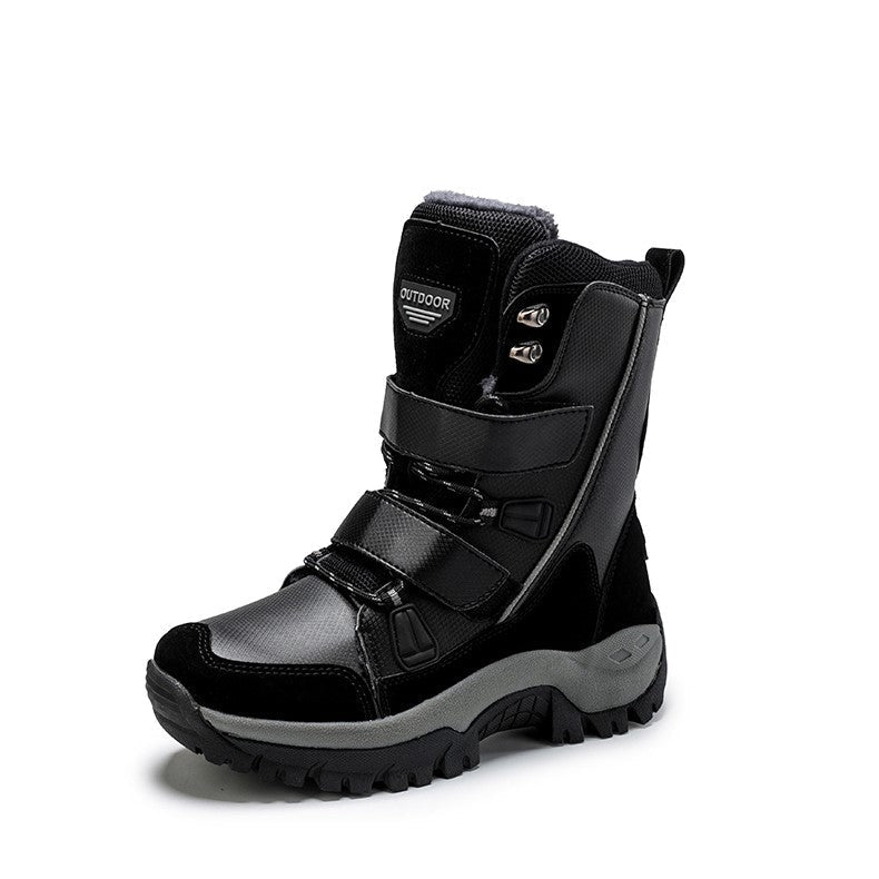 Plus Size Waterproof PU Leather Boots - Warm Plush Mid-Calf Style