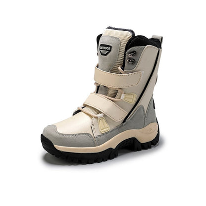 Plus Size Waterproof PU Leather Boots - Warm Plush Mid-Calf Style