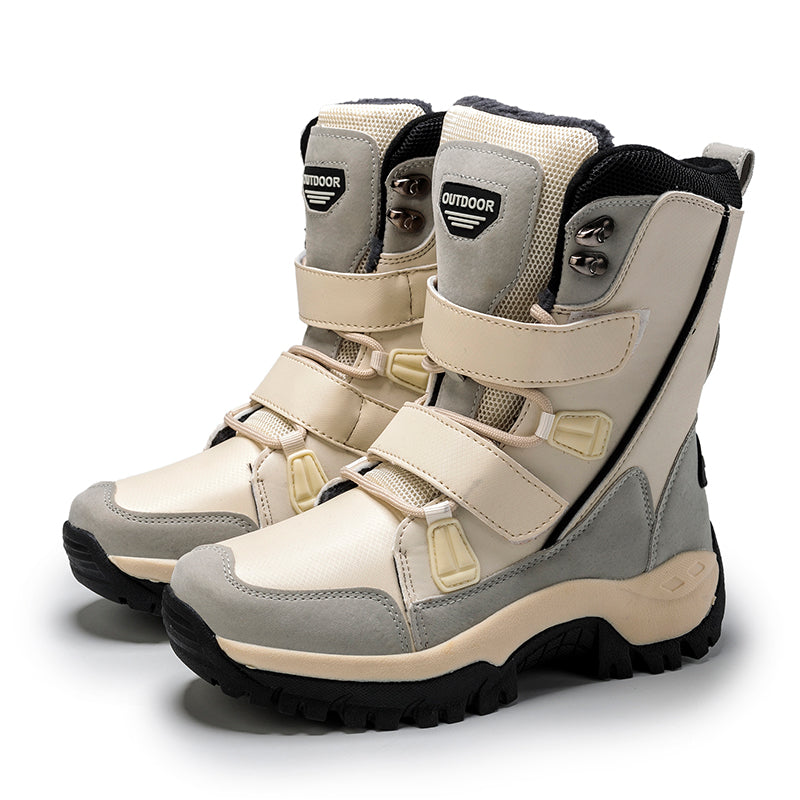 Plus Size Waterproof PU Leather Boots - Warm Plush Mid-Calf Style