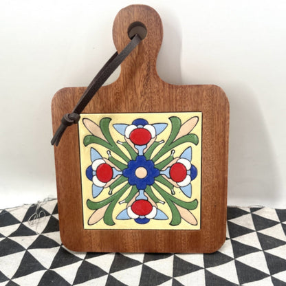 Elegant Floral-Inlaid Wooden Trivets for Hot Dishes