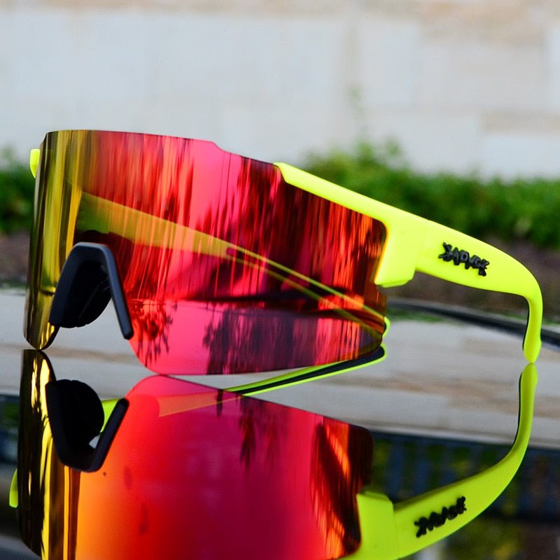 Aerodynamic Cycling Sunglasses with UV Protection and Interchangeable Frame