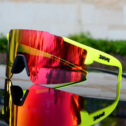 Aerodynamic Cycling Sunglasses with UV Protection and Interchangeable Frame
