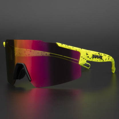 Aerodynamic Cycling Sunglasses with UV Protection and Interchangeable Frame