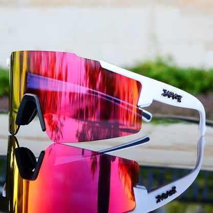 Aerodynamic Cycling Sunglasses with UV Protection and Interchangeable Frame