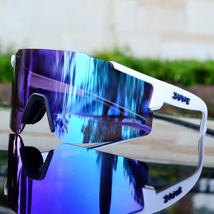 Aerodynamic Cycling Sunglasses with UV Protection and Interchangeable Frame