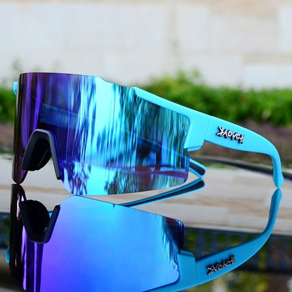 Aerodynamic Cycling Sunglasses with UV Protection and Interchangeable Frame