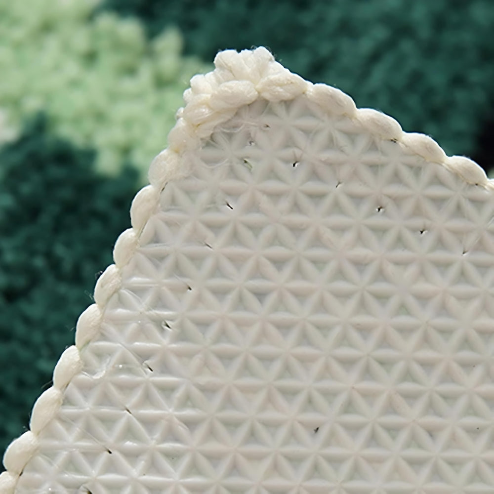 Luxurious Moss Green Geometric Bath Rug for Comfort