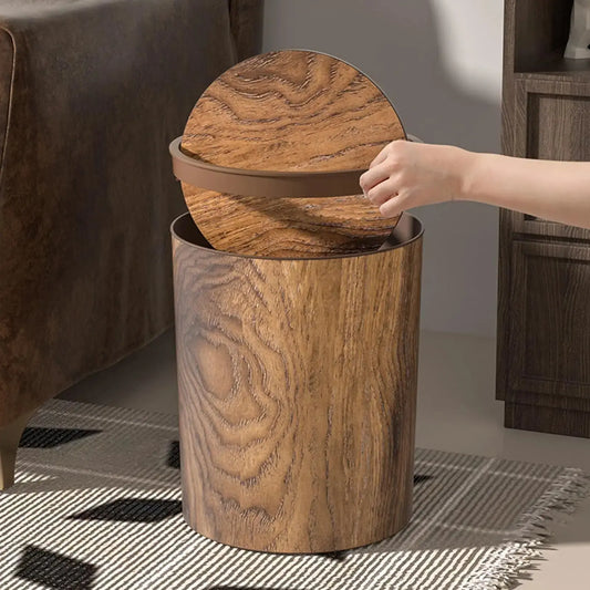 Elegant Trash Can with Silent Lid | Wood Finish | Hygienic Design