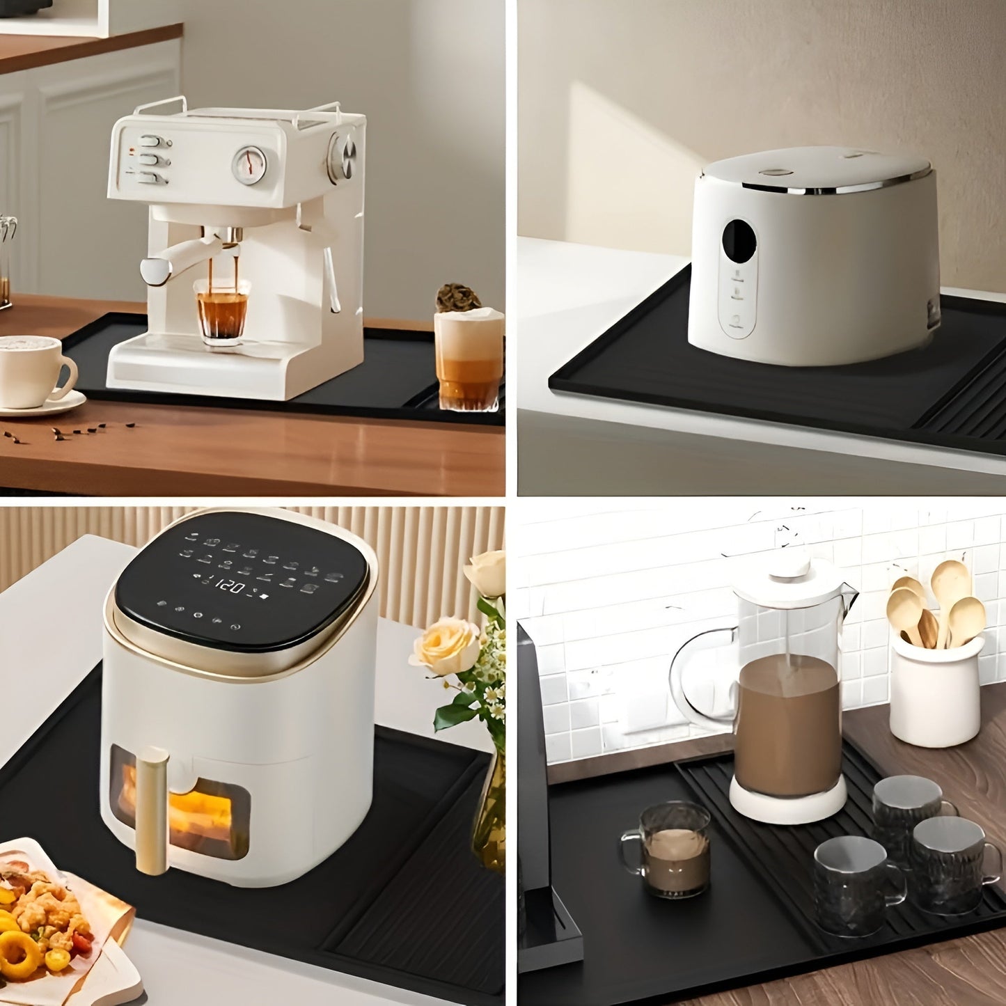 Stylish Silicone Coffee Station Mat with Easy Drainage