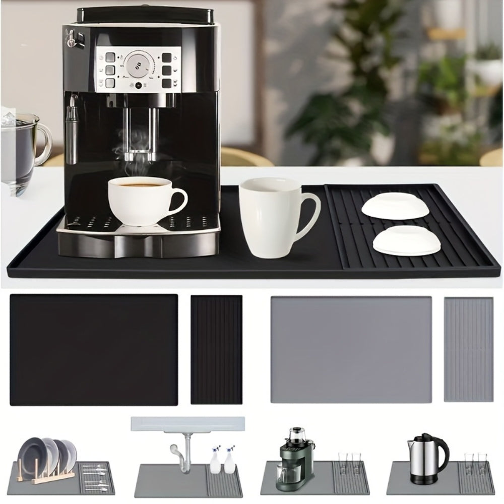 Stylish Silicone Coffee Station Mat with Easy Drainage