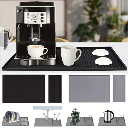 Stylish Silicone Coffee Station Mat with Easy Drainage