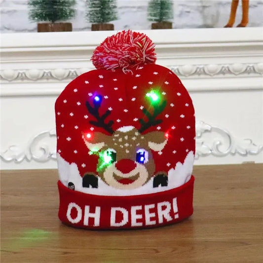 Festive Glow Knit Beanie with LED Lights