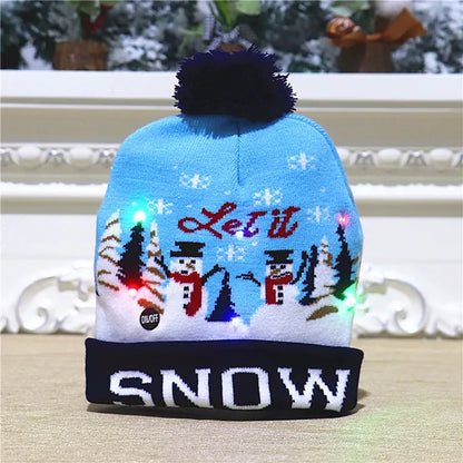 Festive Glow Knit Beanie with LED Lights