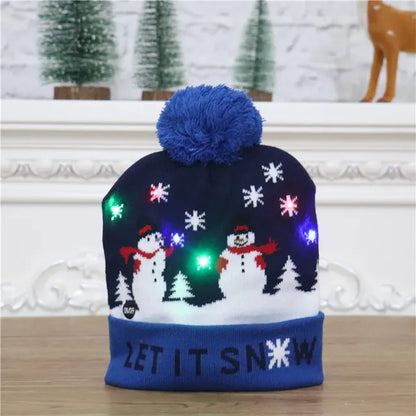 Festive Glow Knit Beanie with LED Lights