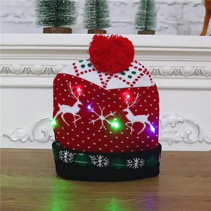 Festive Glow Knit Beanie with LED Lights