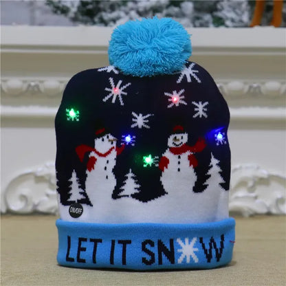 Festive Glow Knit Beanie with LED Lights