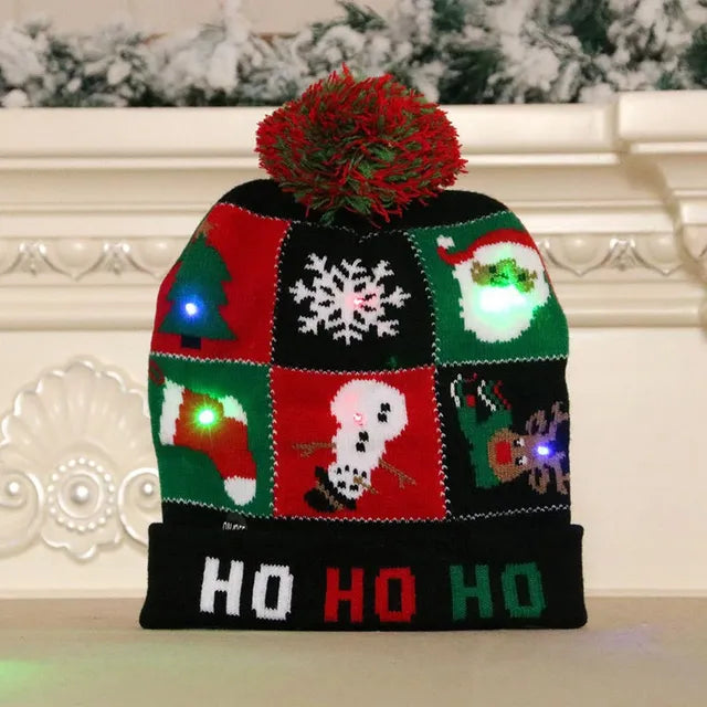 Festive Glow Knit Beanie with LED Lights
