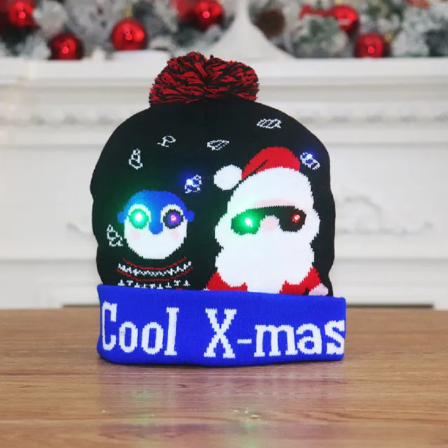 Festive Glow Knit Beanie with LED Lights
